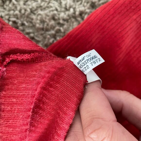 Aerie Groove-On Ribbed Velour Corduroy Flare Pant sundried red sz S - Picture 9 of 11